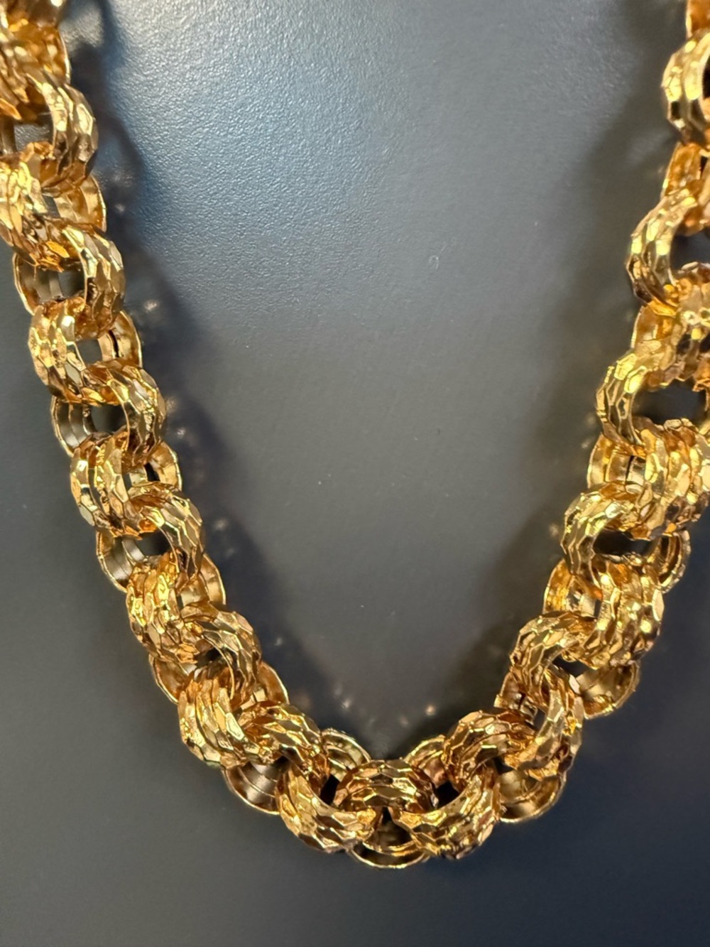 Gold plated Twisted Link Statement Necklace & Bracelet